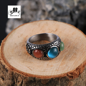 Zhan Lang Ji – bague rétro ethnique en pierre œil de chat, monture en argent, bijoux unisexes SA1181 - Product Image 2