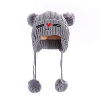 Cute Cartoon Jacquard Warm Beanie Otoño Invierno Skull Cap Kids Earflap Hat Con forro de felpa