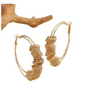 Jingciren Boutique, joyería europea y americana, pendientes circulares dorados, fotografía callejera, elegante embalaje en caja de regalo - Product Image 5
