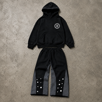 Survêtements en molleton 100% coton avec logo personnalisé du fabricant, pantalon évasé vintage épais, service OEM, survêtement sportif pour homme