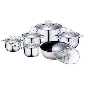 Wholesale Customization Kitchen Cooking Pots And Pans Set 12 Pcs Stainless Steel Non Stick Cookware Set