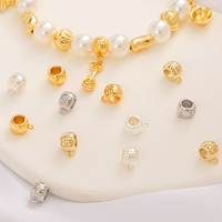 Perles de finition et d'intercalation à trois trous en laiton plaqué or 18 carats, style chinois, pour la fabrication de colliers et de pendentifs DIY, avec fermoir de connexion