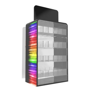 Modern Manufacturer Custom Premium Acrylic Anti-Rust <b>Floating</b> Shelf Smoke Tobacco Display Stand with LED Strips Available - Product Image 3