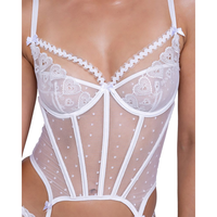 Cx423 Ensembles de lingerie sexy pour bébé poupée pour femmes Body en maille Culotte en peluche avec porte-jarretelles et bas