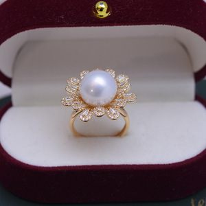 Bague en argent S925 avec perle ronde blanche de 11-12 mm de Zhuji Danshui, forte luminosité, faibles défauts, ensemble complet, vente en gros - Product Image 2