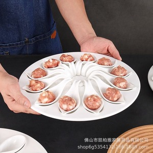 Shrimp Paste Plate Melamine 12-Slot <b>Round</b> <b>Serving</b> <b>Tray</b> For Hot Pot Restaurant Tableware Food Display - Product Image 1