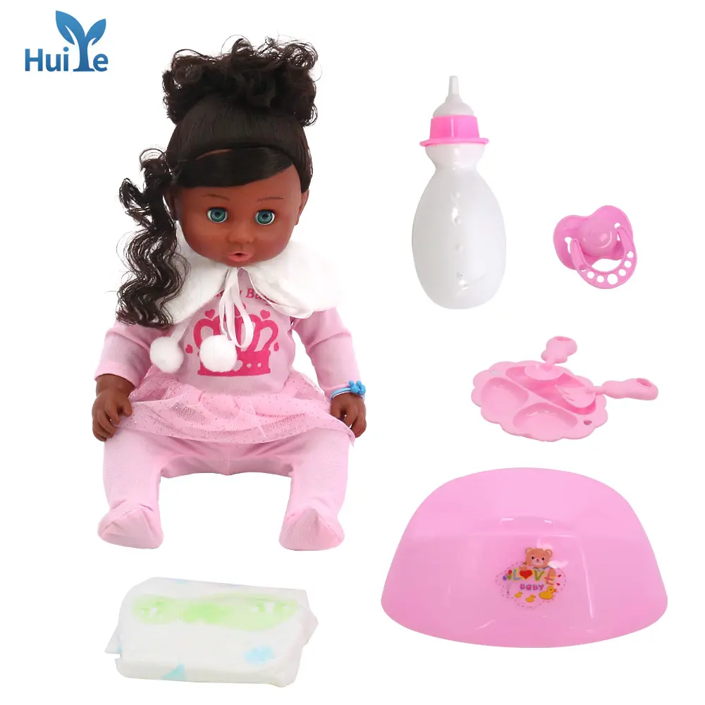 Huiye black baby dolls 18 inch American African dolls for girls baby cheap Lifelike black baby dolls For Children and Education