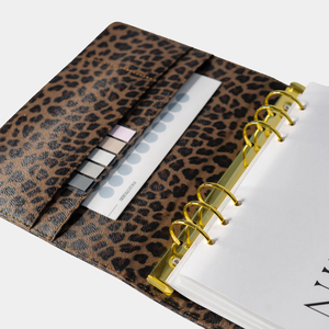 OEM Custom Flower Leopard Print Cover Diary Planner A5 <b>A6</b> Size Leopard PU Durable Leather Loose-leaf <b>Binder</b> Double Line Binding - Product Image 3
