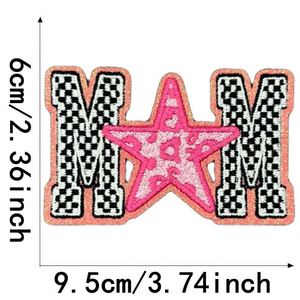 Nouvel arrivage : Patch thermocollant en chenille avec bord pailleté, motif nœud 'Mama', 'Mom', 'Auntie', 'Wifey', taille moyenne, pour la décoration de chapeaux, sacs et vêtements - Product Image 2