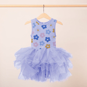 Hongbo abito da festa floreale personalizzabile per bambini dai 4 ai 5 anni gonna da bambina in Tulle colorato e abbigliamento in <span class=keywords><strong>maglia</strong></span> infantile - Product Image 4