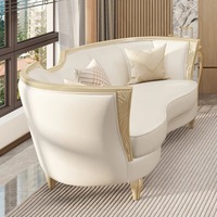 Canapé américain en bois massif Luxe 123 Combinaison de grands canapés de villa Crème Wind Living Room Sectional Sofa