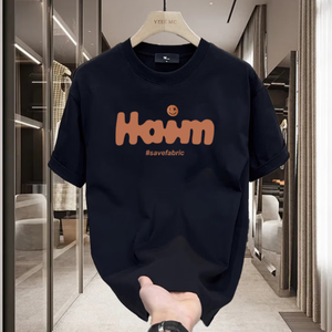 Camiseta <span class=keywords><strong>Haim</strong></span> Retro con letras para hombre, estilo hip hop, de algodón, manga corta, estilo urbano, con estampado gráfico, informal. - Product Image 2