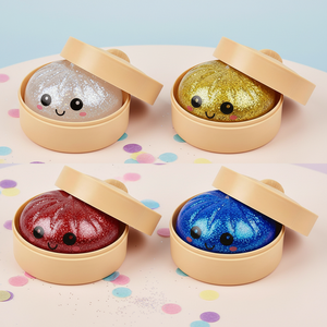 New Smile Face Bun Dumpling TPR <b>Squishy</b> Ball Glitter Mystery Box Fidget Sensory Anti Stress Toy for Kids Adults Party Favors - Product Image 6