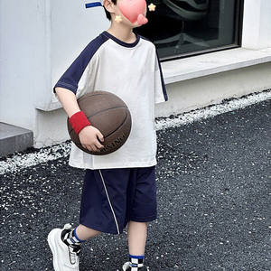 Abito estivo 2025 da bambino in puro cotone sportivo per bambini a due pezzi completo per bambini a maniche corte Set per bambini - Product Image 4