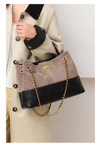 Sac à main en daim marron rétro de marque de créateur, avec boucle à chaîne, sac à bandoulière - Product Image 5