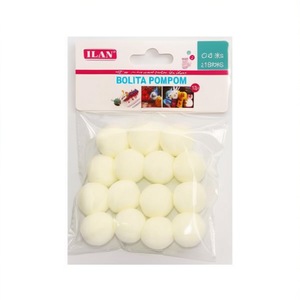 Palline Pompom ILAN 2,5 cm Colore Crema Decorazione Artigianale 15 Pezzi - Product Image 1