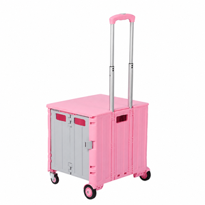 Boîte de rangement pliable en plastique avec poignée télescopique, chariot utilitaire à quatre roues, capacité simple de 20-35L, pour cuisine et salle de bain, design moderne - Product Image 4