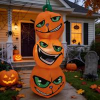 Décoration d'Halloween gonflable LED 3 niveaux en forme de citrouille maléfique DST, 1,8 à 2,4 m, avec pompe à air électrique, pour extérieur, décoration effrayante