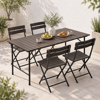 Chaise pliante HOMFUL en HDPE imitation bois avec assise et dossier à lattes, chaise de bistrot légère pour extérieur, jardin, patio, balcon