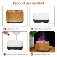 Diffuseur d'aromathérapie à flamme directe d'usine, 150 ml, USB, ultrasonique, flamme 3D colorée, diffuseur d'arômes LED pour la maison, la chambre à coucher, le bureau