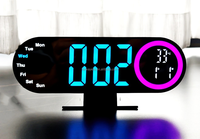 Réveil de table numérique à LED avec affichage de la date, de la semaine et de la température.
