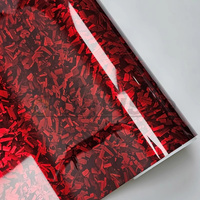 Film Adhésif en Vinyle de Fibre de Carbone Forgée Ultra Brillante Noir Or Argent Rouge 30cm*300cm pour Recouvrement de Capot de Voiture