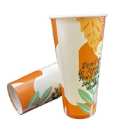 Gobelets jetables en papier pour boissons froides avec couvercle en PS pour jus et autres boissons