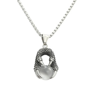 Collier en acier inoxydable avec pendentif boule griffe de dragon, style rétro punk pour homme, bijoux cadeau 280515 - Product Image 2