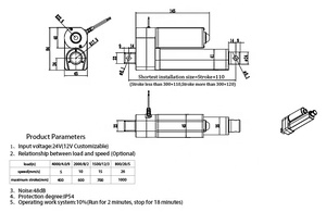 Actuador Lineal de Motor de Engranajes con Escobillas, Impermeable, de Imán Permanente, CC 24V, TC-03-D, para Uso en Electrodomésticos - Product Image 6