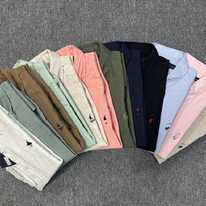 <span class=keywords><strong>Camicia</strong></span> da <span class=keywords><strong>uomo</strong></span> in <span class=keywords><strong>lino</strong></span> stile business casual primaverile e autunnale, con ricamo a piccolo cavallo, alla moda, leggera, a maniche lunghe - Product Image 2