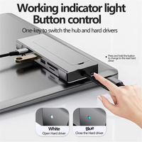 Hub USB 8-in-1 M.2 NVMe SATA SSD Enclosure Penyimpanan USB3.2 Tipe-c ke HDTV Laptop Dock Station Adaptor USB untuk Macbook