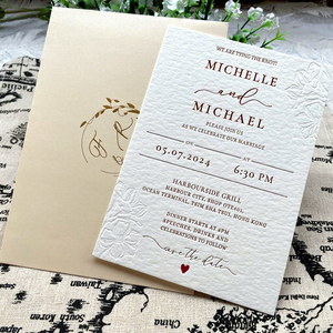 Cartes de mariage et enveloppes de luxe imprimées en typographie de haute qualité avec papier en coton pour invitation, design personnalisé - Product Image 2