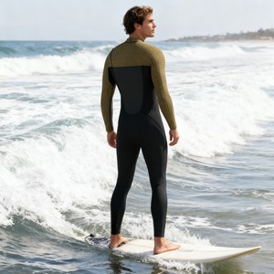 Combinaison de plongée personnalisée haut de gamme en néoprène 3/2 mm anti-UV grande taille pour homme, col montant, vêtement de bodysurf avec logo imprimé sur le devant pour le surf - Product Image 3