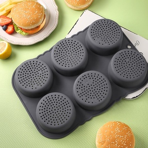 Moule à <span class=keywords><strong>pain</strong></span> à burger en silicone à 6 cavités, 10x4 cm par cavité, moule à <span class=keywords><strong>pain</strong></span> rond antiadhésif de 4 pouces pour pains à burger faits <span class=keywords><strong>maison</strong></span> - Product Image 3