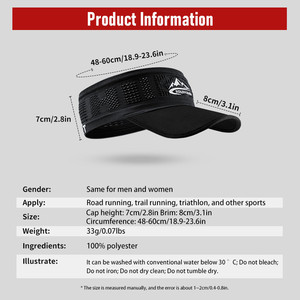 Topi Visor 72 Jam Custom Logo Anti Keringat untuk Olahraga Luar Ruangan, Pantai, Lari, Golf, untuk Wanita & Pria, Kontras Warna, Dapat Disesuaikan - Product Image 4