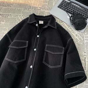 Camicie a Maniche Corte in Stile <span class=keywords><strong>Giapponese</strong></span> Retrò per <span class=keywords><strong>Uomo</strong></span>, Primavera 2025, Nuovo Design Trendy, Anti-Pilling, Traspiranti in Spandex/Poliestere - Product Image 4