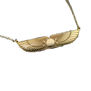 Collana con sole alato antico 316l acciaio inossidabile Pvd oro placcato 18k gioiello spirituale simbolo della collana di luce - Product Image 1