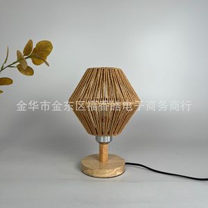 Retro Hemp <b>Rope</b> Woven Chandelier Lampshade For Living Room Study Hotel Home Decor Single Head <b>Led</b> Light Source - Product Image 3