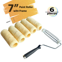 Outils de peinture Rouleau à peinture de 7 pouces avec filetage de rouleau en polyester à l'intérieur de la poignée pour connecter la tige télescopique