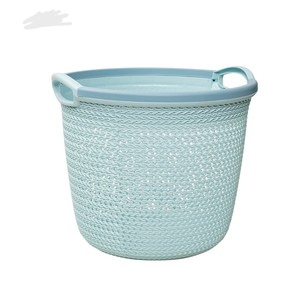 HALO Modern <b>Plastic</b> <b>Laundry</b> <b>Basket</b> with Handles Woven Design Clothes Storage <b>Basket</b> for Bathroom Bedroom Home Organizer - Product Image 1