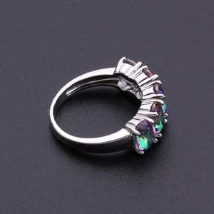 Anillos de cristal con forma de huevo, piedras de siete colores, engaste de garras, joyería de uso diario para mujer - Product Image 4