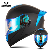 Casque de moto modulaire intégral SOMAN SM976 DOT avec double visière, grand spoiler, certifié QC, neuf