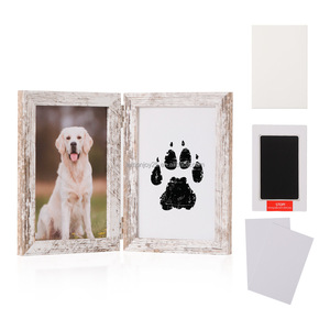 Klappbarer Holzrahmen für Tierpfotenabdrücke, Tintenfreies Pfotenabdruck-Set, Erinnerungs-Fotorahmen für Hunde und Katzen - Product Image 4