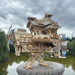 Hamaileon Puzzle Sté<span class=keywords><strong>r</strong></span>éo en Bois à Assembler Soi-même Jouets Bateau Pirate Carrousel Grande Roue Voiture Citrouille Modèle Marin 0-24 Mois - Product Image 3
