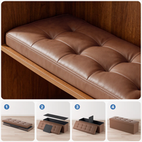 Chengjun Banc de rangement pliable en cuir PVC brillant et lisse de luxe de haute qualité pour salon, tabouret à chaussures, ottoman 110*38*38cm