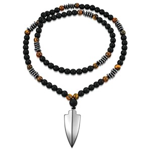 Nouveaux produits phares : Collier pour homme avec pendentif triangle croisé, simple, religieux, en œil <span class=keywords><strong>de</strong></span> <span class=keywords><strong>tigre</strong></span> jaune <span class=keywords><strong>mat</strong></span> - Product Image 3