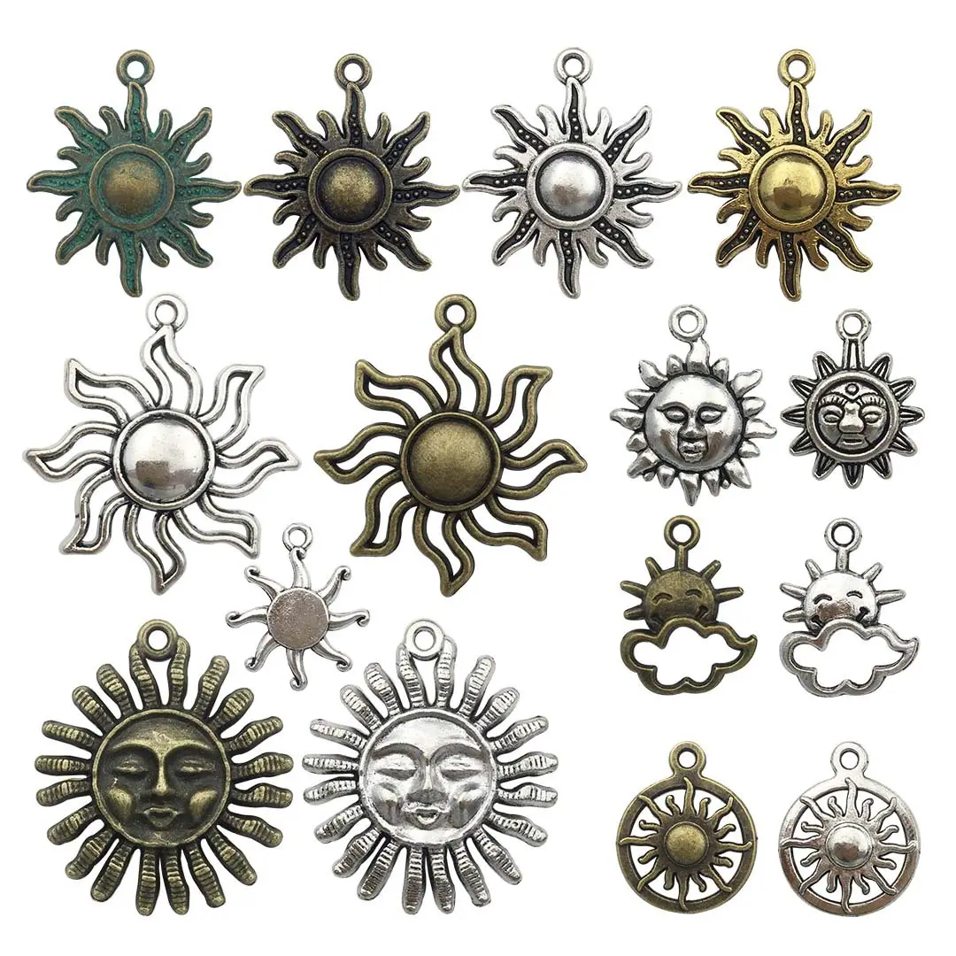 Mix Sun Pendant Charms Antique Silver Color Sun Charms Jewelry DIY Sun Charms For Bracelet Making