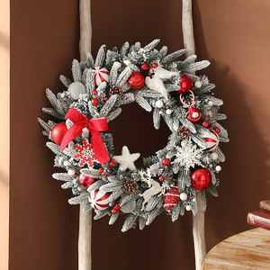 Couronne de Noël artificielle floquée en gros, grande, effet neige, en pin <span class=keywords><strong>et</strong></span> <span class=keywords><strong>sapin</strong></span>, pour la décoration des hôtels <span class=keywords><strong>et</strong></span> centres commerciaux - Product Image 4