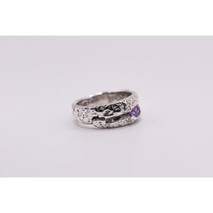Handmade Hand Carved <b>Amethyst</b> Gemstone Organic Branch Style Vintage 925 Sterling <b>Silver</b> <b>Ring</b> Band Made Turkey - Product Image 5