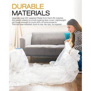 Lona de plástico de 9 pies x 12 pies, 0.4 mil, paquete para pintar, proteger muebles y pisos - Product Image 4